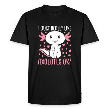 Axolotl Salamandre mexicaine Drôle Axolotl - T-shirt Premium bio Homme - noir - Devant - Nico (187cm)