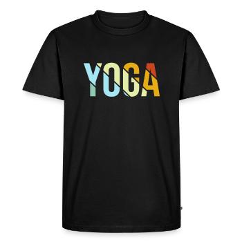 Lettrage Yoga Rétro - T-shirt Premium bio Homme - noir - Devant - Nico (187cm)