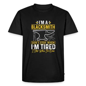 Forgeron Funny Forge Marteau Workwear Forgeron - T-shirt Premium bio Homme - noir - Devant - Nico (187cm)