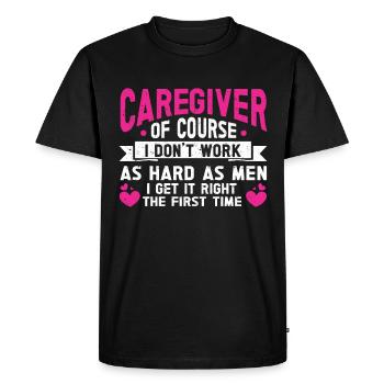 Infirmière soignante - T-shirt Premium bio Homme - noir - Devant - Nico (187cm)