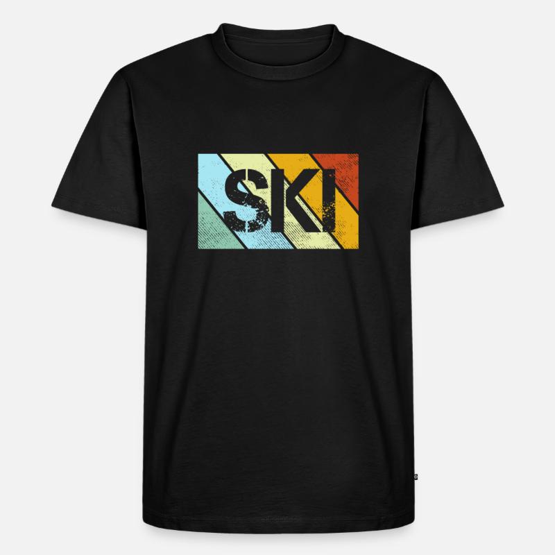 Ski Retro - Männer Premium Bio T-Shirt - Schwarz