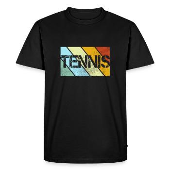 Tennis Rétro - T-shirt Premium bio Homme - noir - Devant - Nico (187cm)