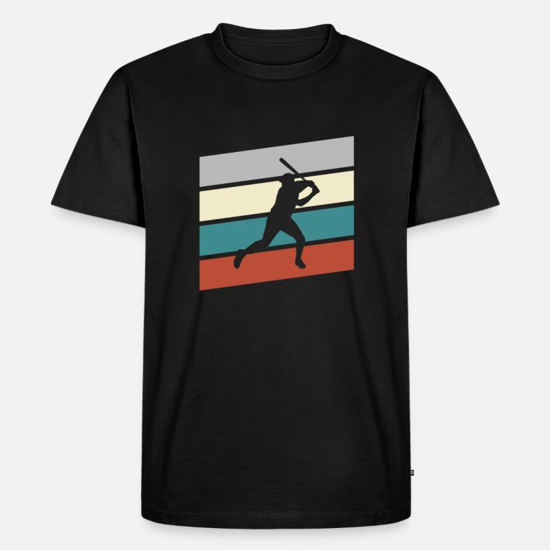 Baseball Retro - Männer Premium Bio T-Shirt - Schwarz