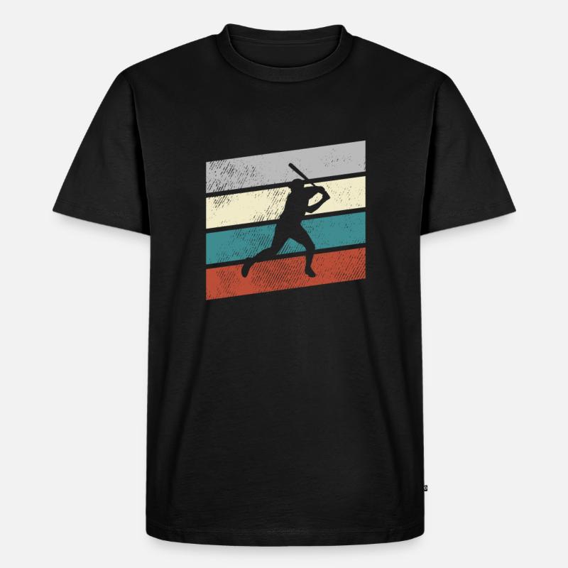 Baseball Retro - Männer Premium Bio T-Shirt - Schwarz