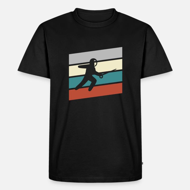 Fechten Retro - Männer Premium Bio T-Shirt - Schwarz