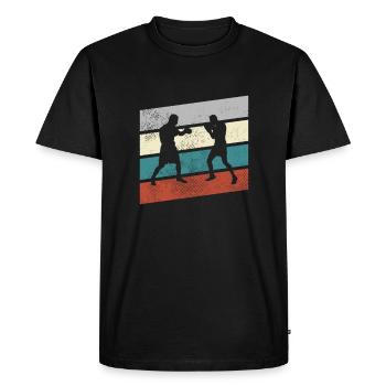 Boxe Rétro - T-shirt Premium bio Homme - noir - Devant - Nico (187cm)