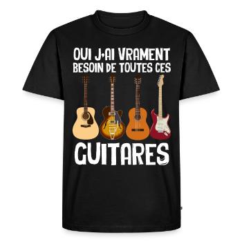 Passion humour guitare pour guitariste - T-shirt Premium bio Homme - noir - Devant - Nico (187cm)