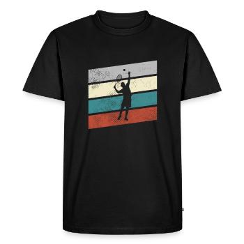 Tennis Rétro - T-shirt Premium bio Homme - noir - Devant - Nico (187cm)