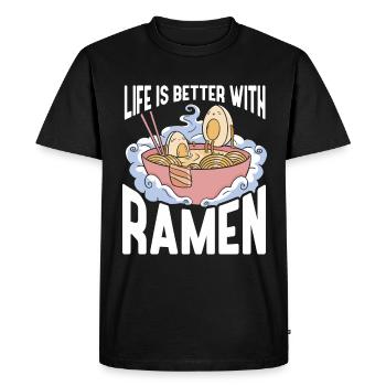 Ramen Cadeau Soupe de nouilles japonaises Ramen - T-shirt Premium bio Homme - noir - Devant - Nico (187cm)