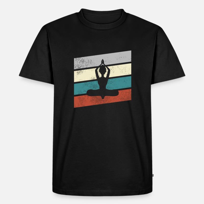 Yoga Retro - Männer Premium Bio T-Shirt - Schwarz