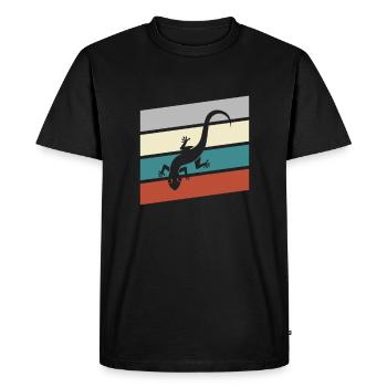 Lézard Rétro - T-shirt Premium bio Homme - noir - Devant - Nico (187cm)