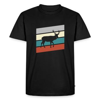 Hirsch Retro - Men's Premium Organic T-Shirt - black - Front - Nico (187cm)