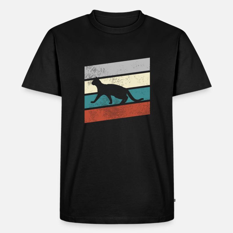 Katze Retro - Männer Premium Bio T-Shirt - Schwarz