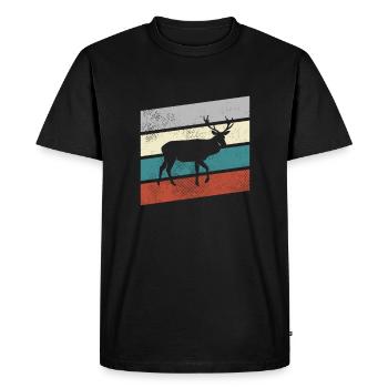 Hirsch Retro - Men's Premium Organic T-Shirt - black - Front - Nico (187cm)