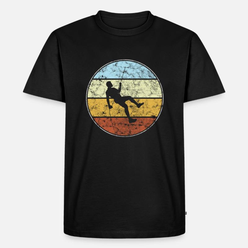 Klettern Retro - Männer Premium Bio T-Shirt - Schwarz