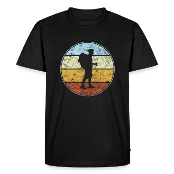 Randonnée Rétro - T-shirt Premium bio Homme - noir - Devant - Nico (187cm)