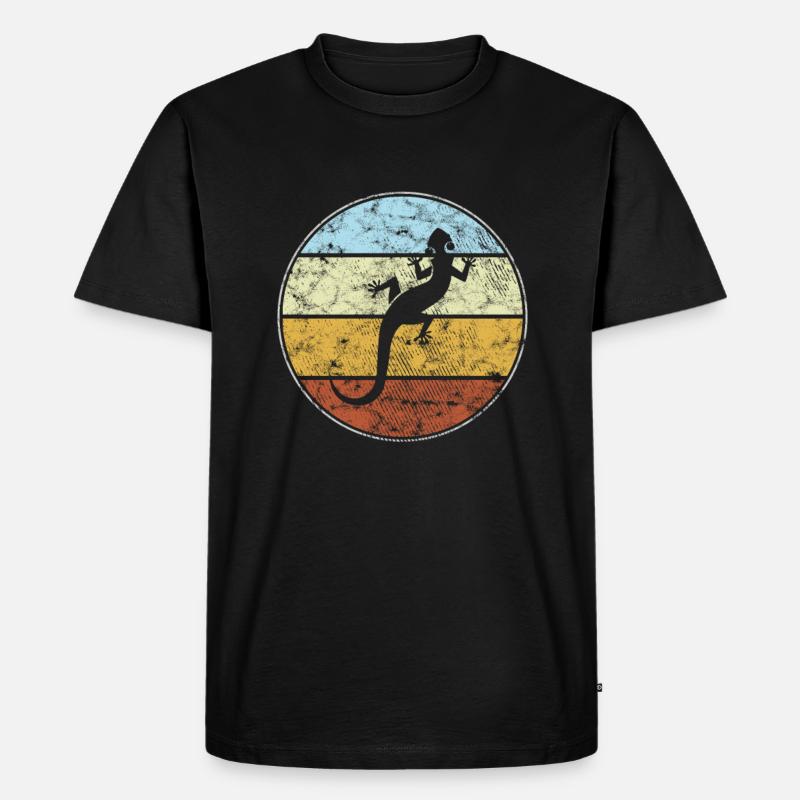 Eidechse Retro - Männer Premium Bio T-Shirt - Schwarz