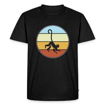 Singe Rétro - T-shirt Premium bio Homme - noir - Devant - Nico (187cm)