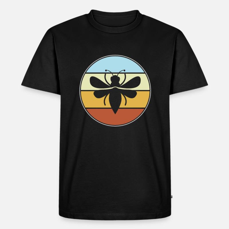Biene Retro - Männer Premium Bio T-Shirt - Schwarz