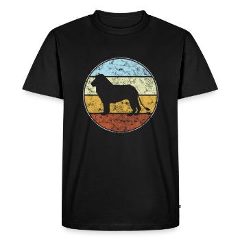 Lion rétro - T-shirt Premium bio Homme - noir - Devant - Nico (187cm)