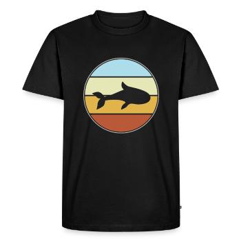 Fish Retro - Men's Premium Organic T-Shirt - black - Front - Nico (187cm)