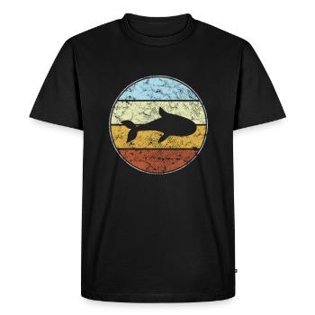 Fish Retro - Men's Premium Organic T-Shirt - black - Front - Nico (187cm)