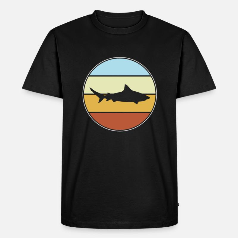 Hai Retro - Männer Premium Bio T-Shirt - Schwarz