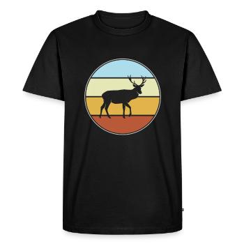 Hirsch Retro - Men's Premium Organic T-Shirt - black - Front - Nico (187cm)