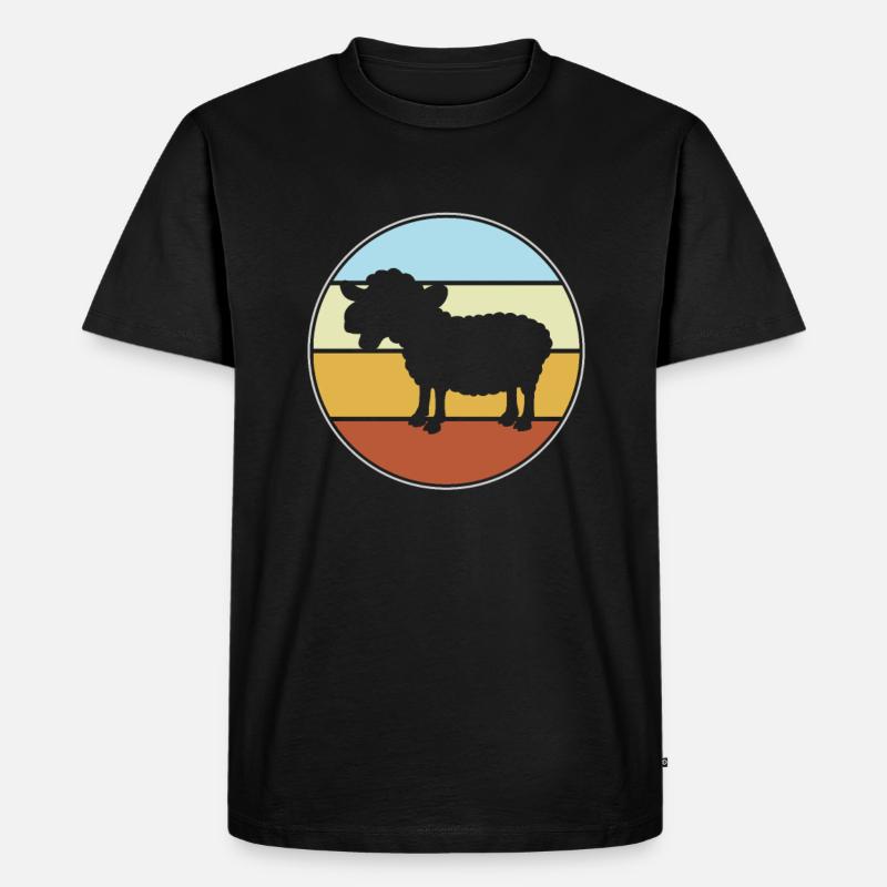 Schaf Retro - Männer Premium Bio T-Shirt - Schwarz