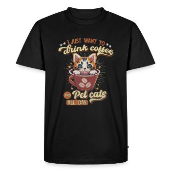 Drôle de dicton Boire du café Citation Amateur de café - T-shirt Premium bio Homme - noir - Devant - Nico (187cm)