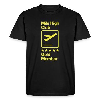 Mile High Club Gold Member - Men's Premium Organic T-Shirt - black - Front - Nico (187cm)