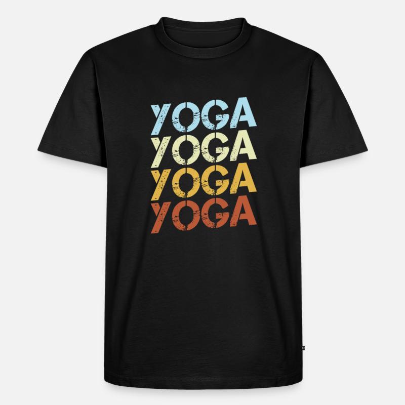 Yoga Retro - Männer Premium Bio T-Shirt - Schwarz