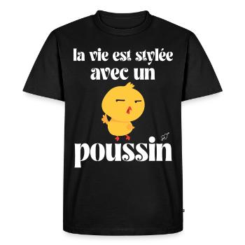 Poussin Stylé humour Ferme poulailler - T-shirt Premium bio Homme - noir - Devant - Nico (187cm)