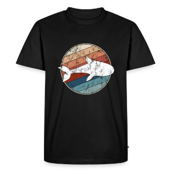 Fish Retro - Men's Premium Organic T-Shirt - black - Front - Nico (187cm)