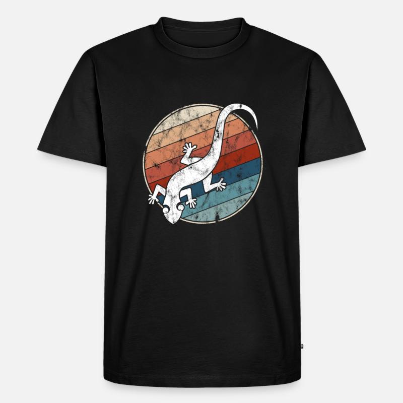 Eidechse Retro - Männer Premium Bio T-Shirt - Schwarz
