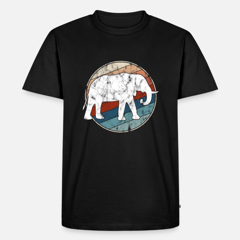Elefant retro - Männer Premium Bio T-Shirt - Schwarz