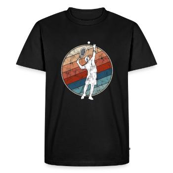 Tennis Rétro - T-shirt Premium bio Homme - noir - Devant - Nico (187cm)