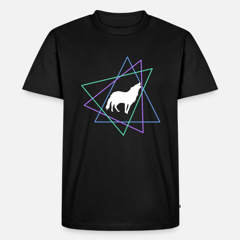Wolf - Männer Premium Bio T-Shirt - Schwarz
