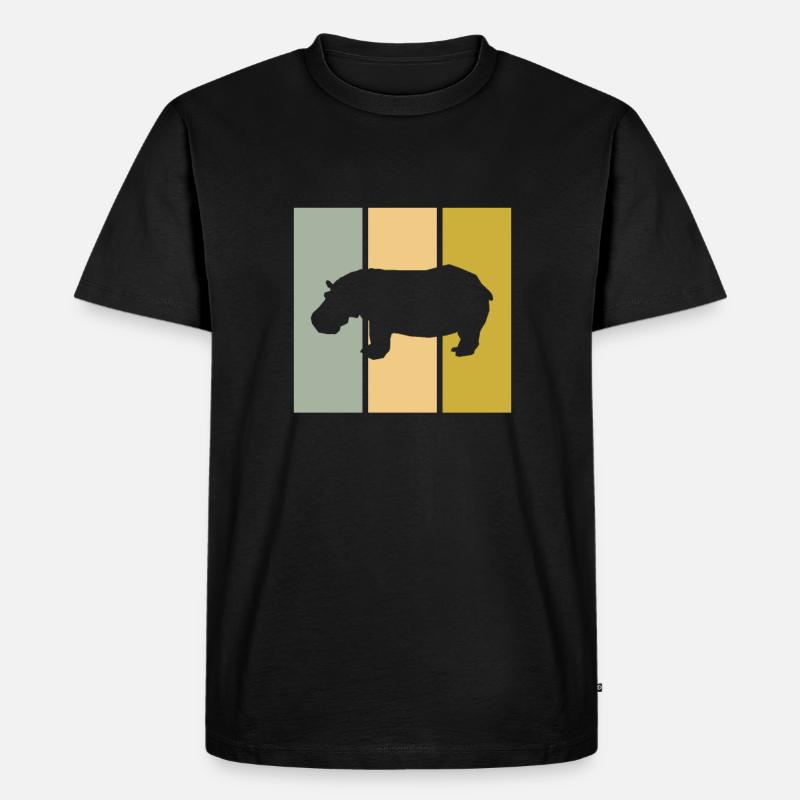 Nilpferd - Männer Premium Bio T-Shirt - Schwarz
