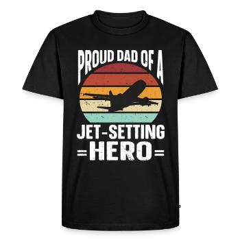 Flight Attendant Papa Stewardess Flight Attendant - Men's Premium Organic T-Shirt - black - Front - Nico (187cm)