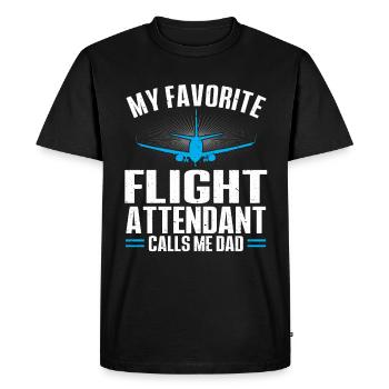 Flight Attendant Papa Stewardess Flight Attendant - Men's Premium Organic T-Shirt - black - Front - Nico (187cm)