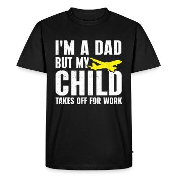 Flight Attendant Papa Stewardess Flight Attendant - Men's Premium Organic T-Shirt - black - Front - Nico (187cm)