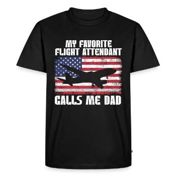 Flight Attendant Papa Stewardess Flight Attendant - Men's Premium Organic T-Shirt - black - Front - Nico (187cm)