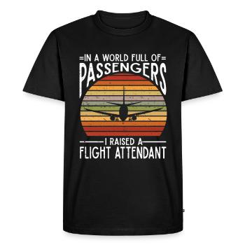 Flight Attendant Papa Stewardess Flight Attendant - Men's Premium Organic T-Shirt - black - Front - Nico (187cm)