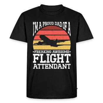 Flight Attendant Papa Stewardess Flight Attendant - Men's Premium Organic T-Shirt - black - Front - Nico (187cm)