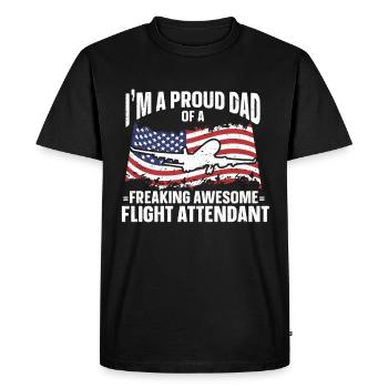 Flight Attendant Papa Stewardess Flight Attendant - Men's Premium Organic T-Shirt - black - Front - Nico (187cm)