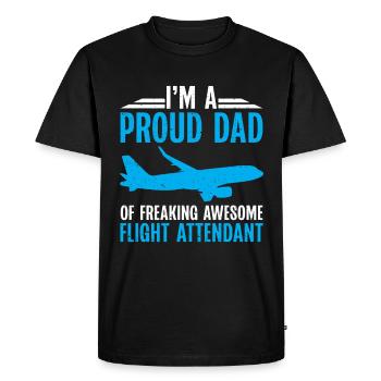 Flight Attendant Papa Stewardess Flight Attendant - Men's Premium Organic T-Shirt - black - Front - Nico (187cm)
