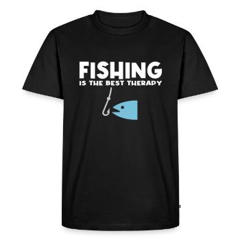 Fishing Saying - Men's Premium Organic T-Shirt - black - Front - Nico (187cm)