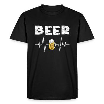 Battement de cœur de bière - T-shirt Premium bio Homme - noir - Devant - Nico (187cm)