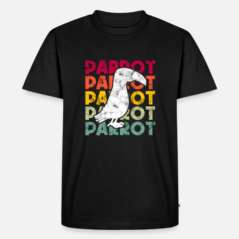 Papagei Retro - Männer Premium Bio T-Shirt - Schwarz